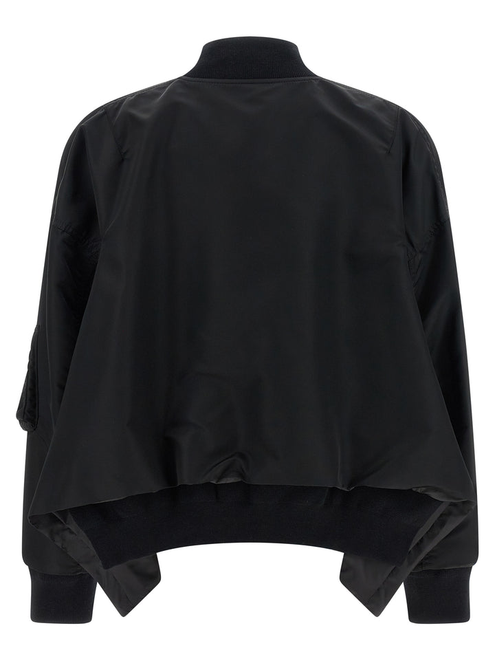 Sacai Asymmetrical Blouson Bottom Puffer Jackets - Black | e31cb39c52ef33516ea9160f120a9c82be43ece5