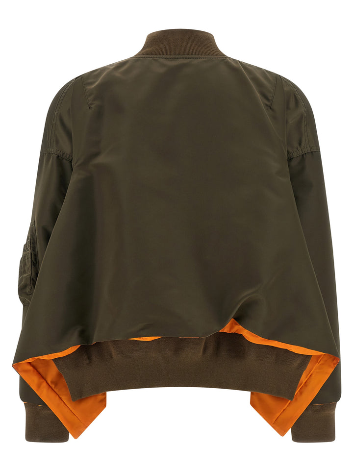 Sacai Asymmetrical Blouson Bottom Puffer Jackets - Green | 1de04a902f5bb28a06e4637a8fb210873edad958
