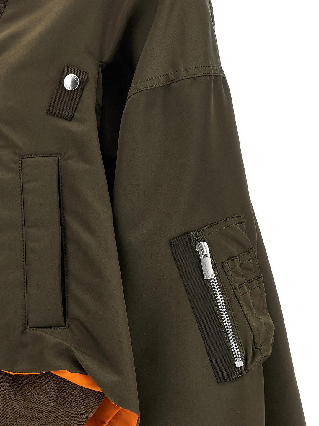 Sacai Asymmetrical Blouson Bottom Puffer Jackets - Green | f15036bae5838b6812e799619e20fa23d1a1ae4d