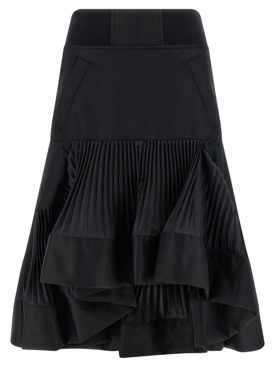 Pleated Insert Skirt Skirts Black