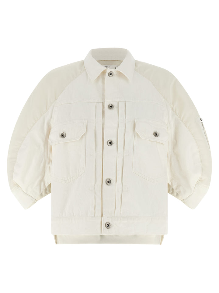 Sacai Hybrid Bomber Jacket Puffer Jackets - White | 90920bb80065434ff983ec8cb0435540857cd408