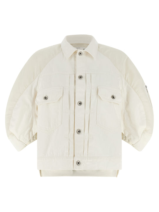 Hybrid Bomber Jacket Puffer Jackets White