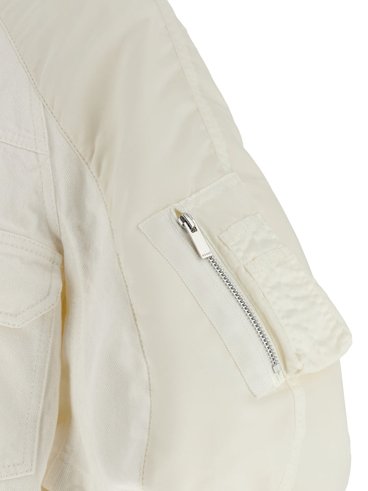 Sacai Hybrid Bomber Jacket Puffer Jackets - White | b10b107fcc9e95b8020fdd3ad48ba6715d83e469