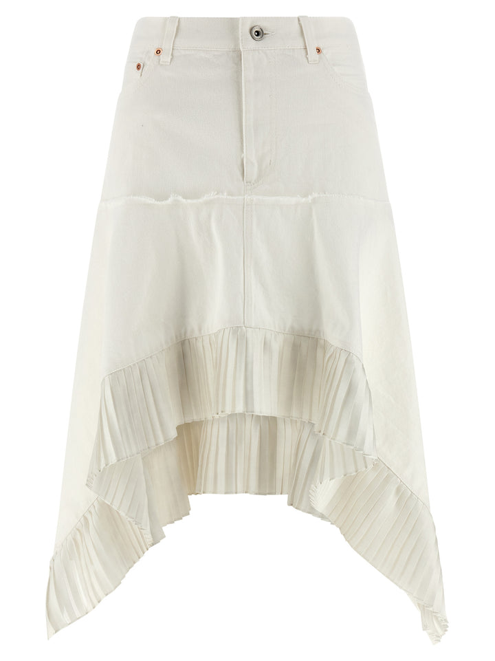 Sacai Satin Denim Skirt Skirts - White | d27417304fc18a1a48ff808506fa4d4daed66cb2