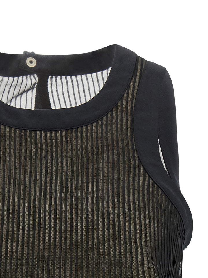 Sacai Chiffon Top Tops - Black | b33f0a1c41417ff9d59378453690a603b4777208