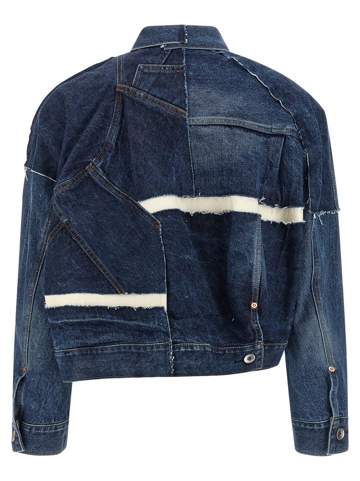 Sacai Patchwork Denim Jacket Puffer Jackets - Blue | 91f3d5b46dc4e407cbeaee6eee62e92cf007901a