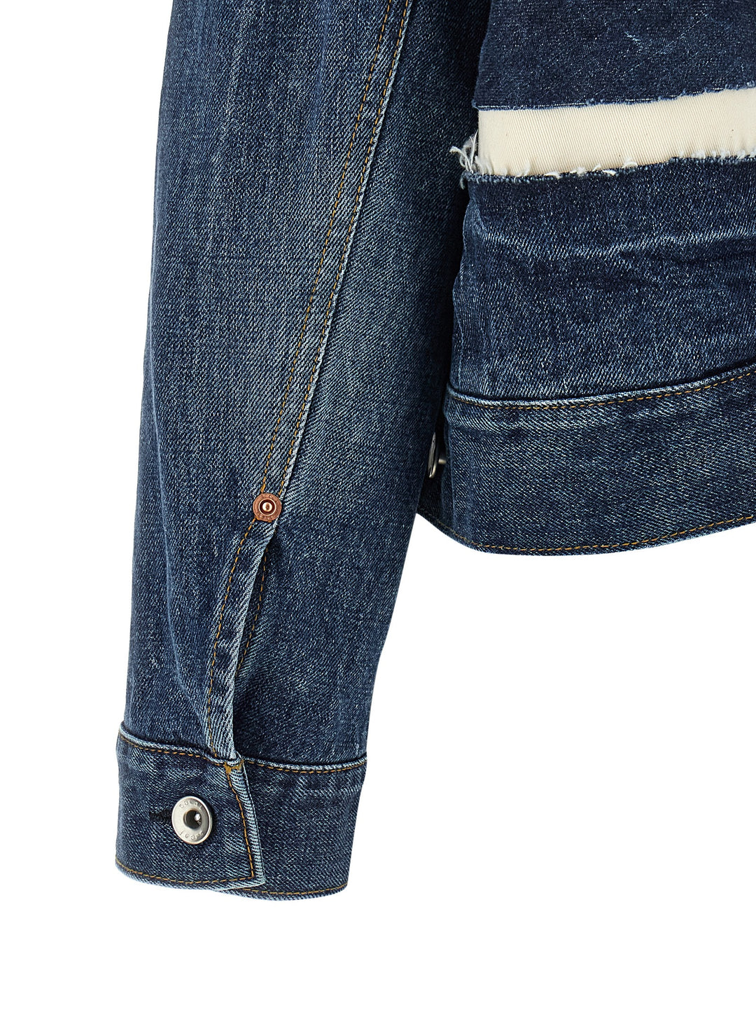 Sacai Patchwork Denim Jacket Puffer Jackets - Blue | a68a8904ad4c0e10245369fc5940fa1c1e8b5094