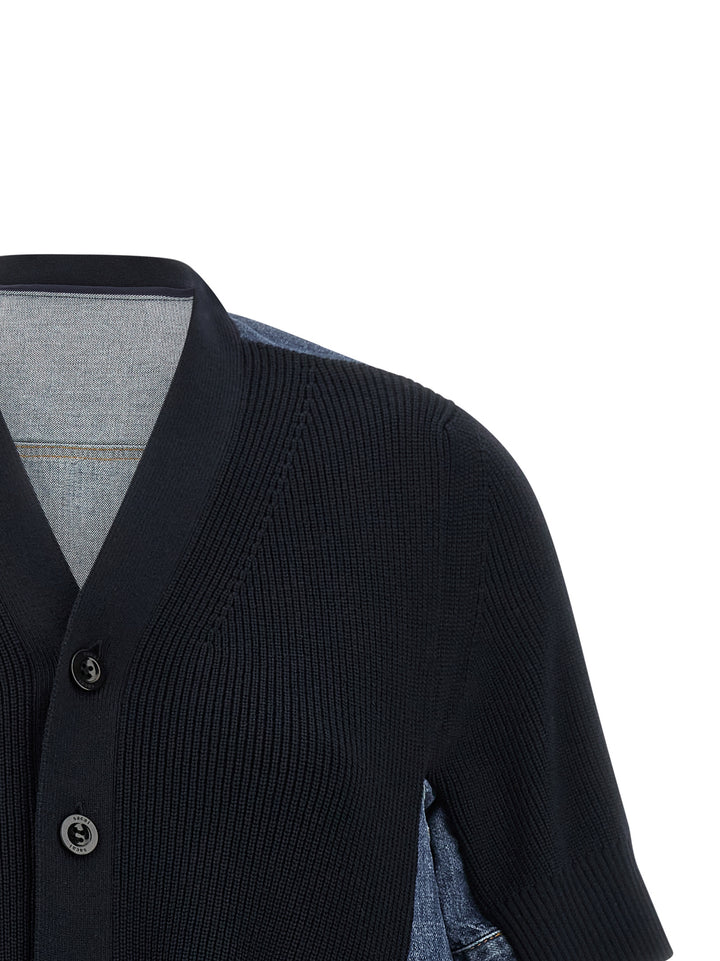 Sacai Denim X Knit Sweaters and Cardigans - Blue | 43b2c1aff2b94d547560f8df7273c5d6314f83b5