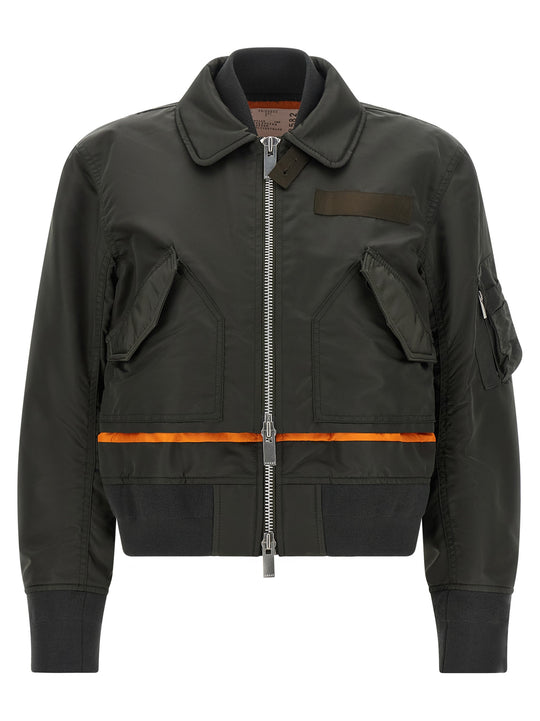 Double Layer Blouson Puffer Jackets Green