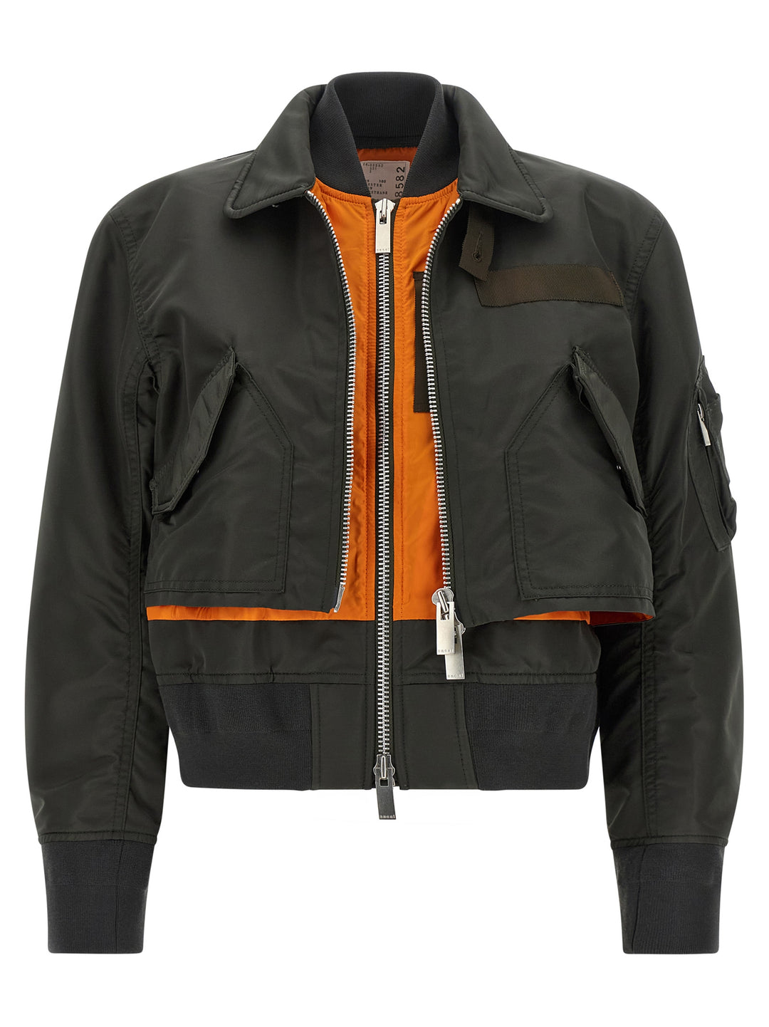Sacai Double Layer Blouson Puffer Jackets - Green | b8288bb0cb5e031b43367159fe4953e64832667d