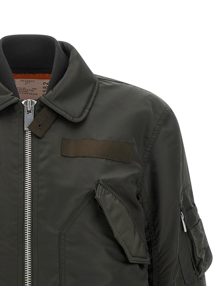 Sacai Double Layer Blouson Puffer Jackets - Green | 53c298c2a2c11a13a7d4f92b3c2b52e28a1ac4a6
