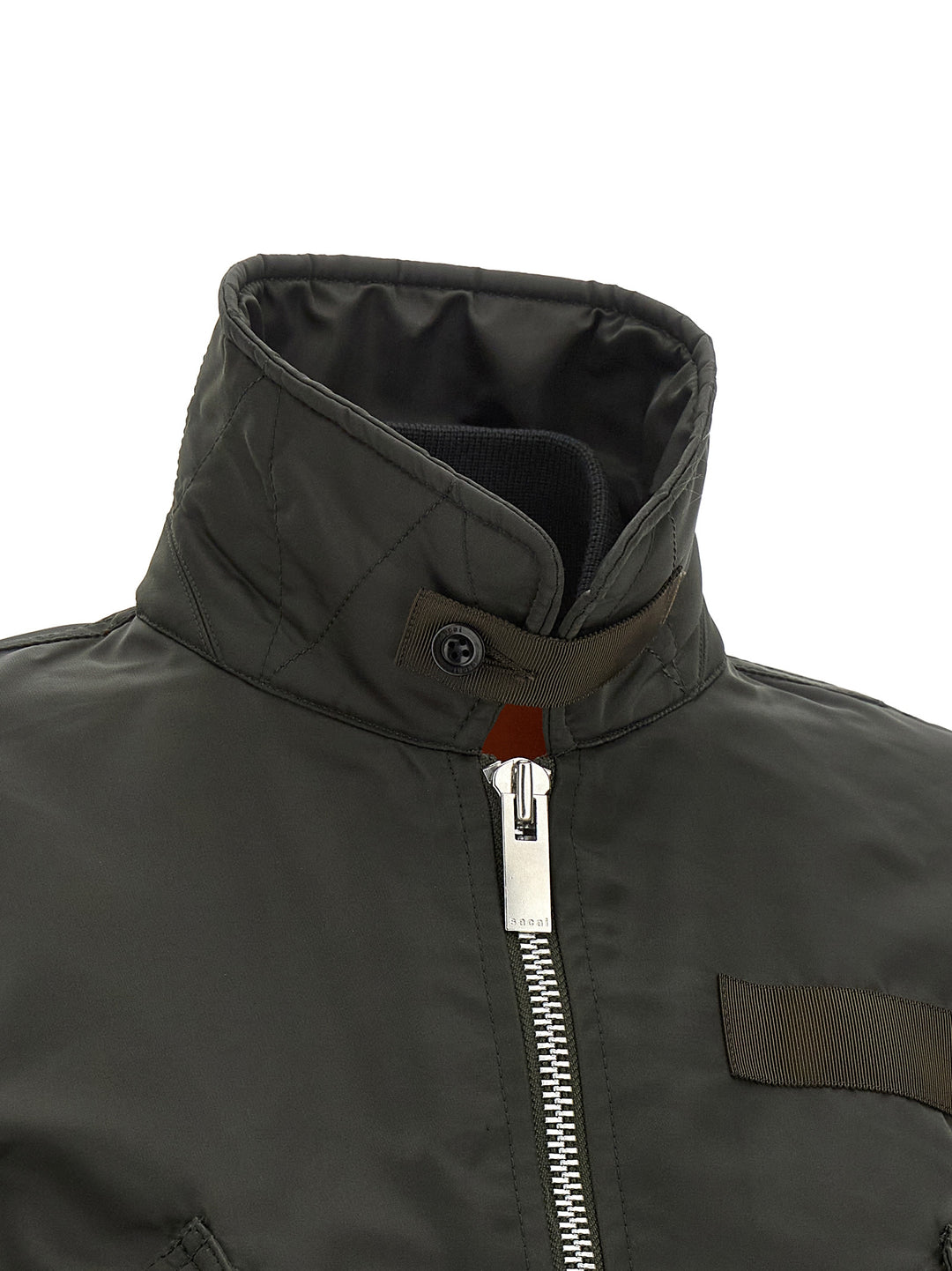 Sacai Double Layer Blouson Puffer Jackets - Green | 86f78cfedee393e4f0913614212f736f4fcc44a0