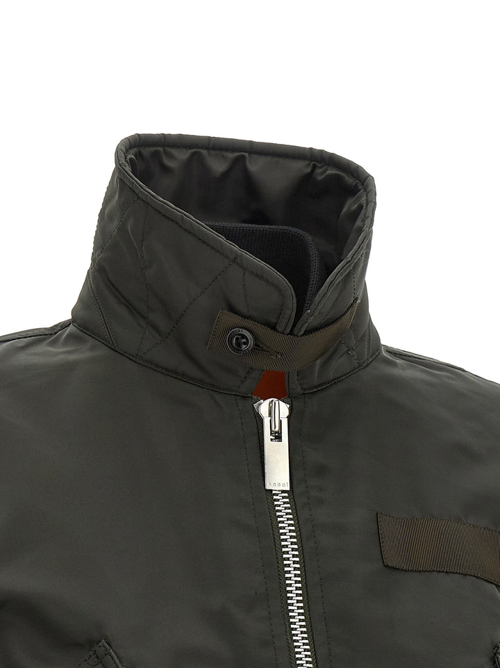 Sacai Double Layer Blouson Puffer Jackets - Green | 86f78cfedee393e4f0913614212f736f4fcc44a0