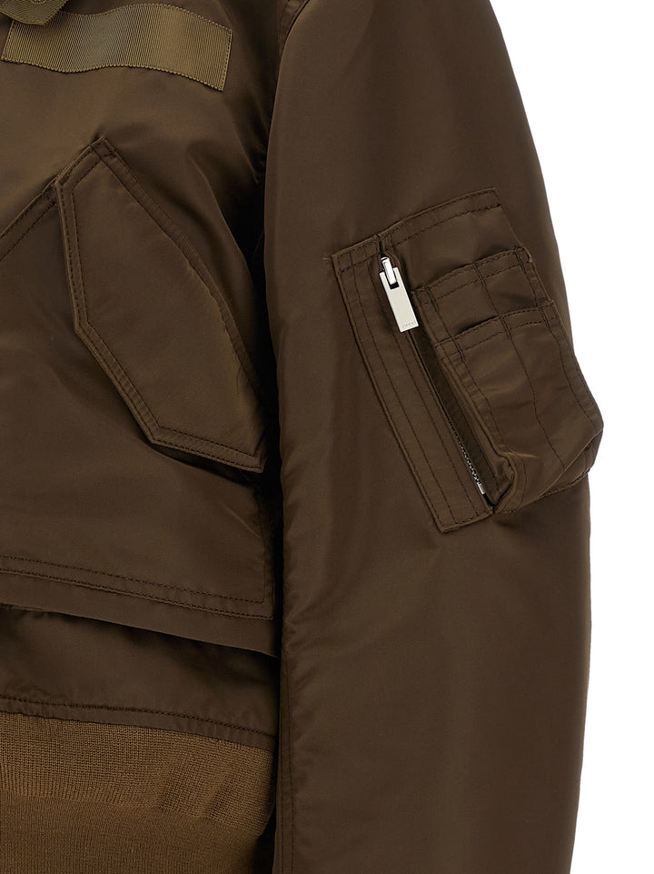 Sacai Double Layer Blouson Puffer Jackets - Brown | 4de2d155d24bed7a222c7a360354acf30c9964be