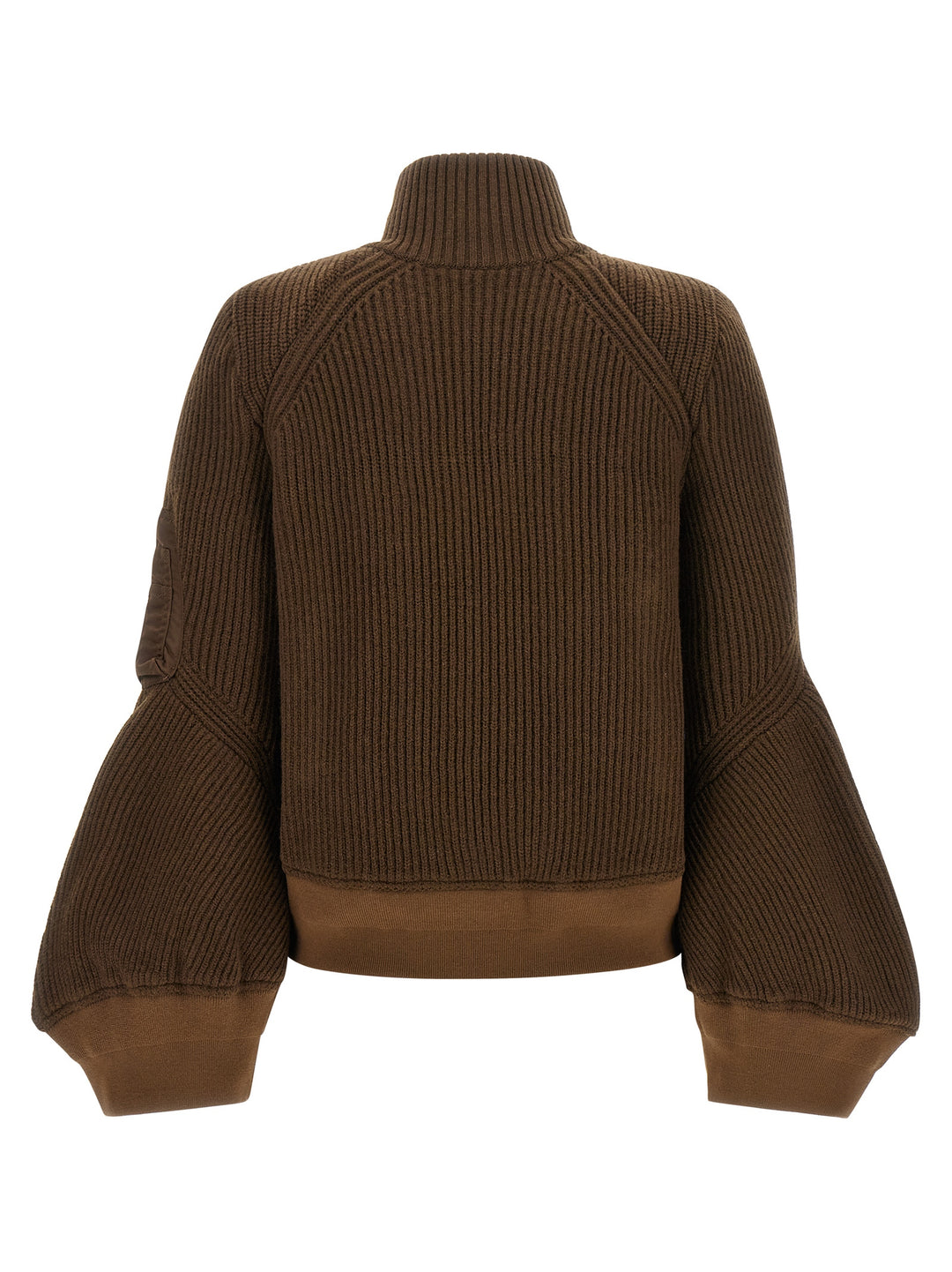 Sacai Nylon Twill X Wool Knit Puffer Jackets - Brown | 6fa815fe8fa603a8ae9d3a32e4bf36f25c518901