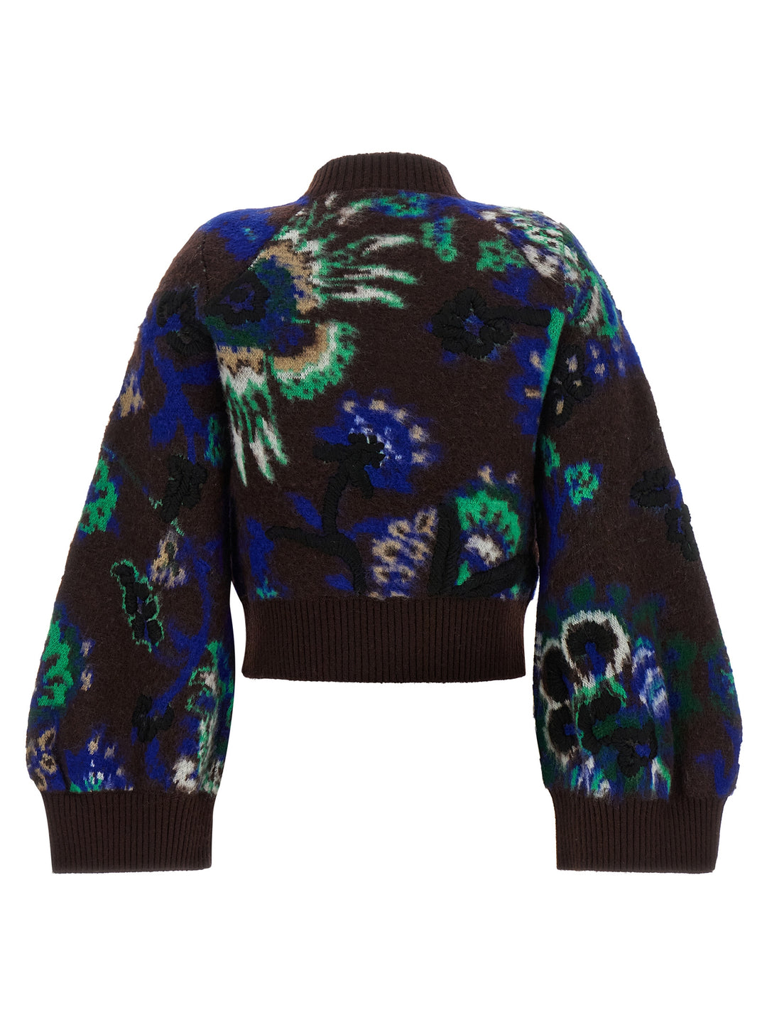 Sacai Floral Jacquard Blouson Puffer Jackets - Brown | b4a4834da9c3e77e86adca676dd009983eabc035