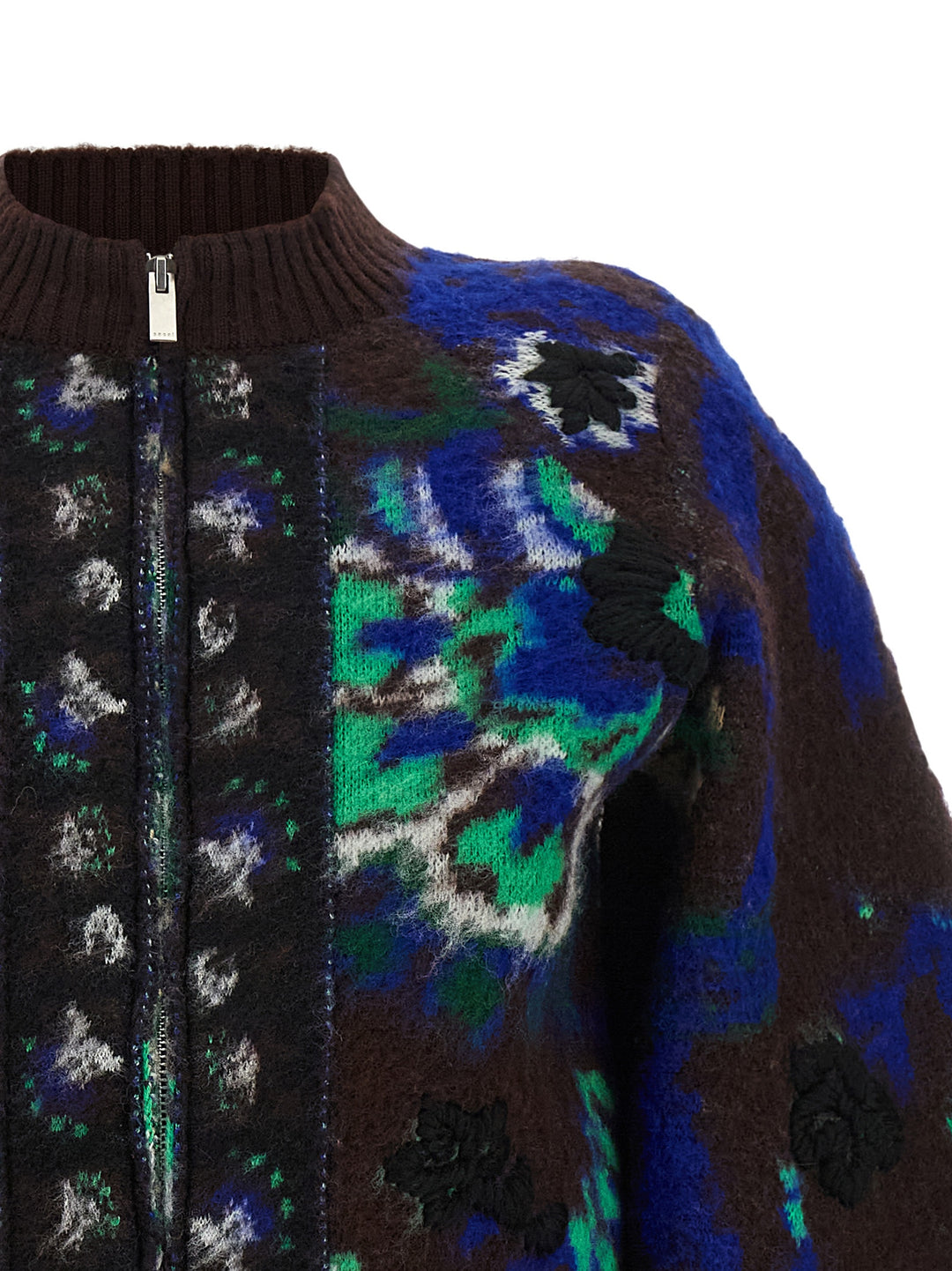 Sacai Floral Jacquard Blouson Puffer Jackets - Brown | 786c847c7e0c7b46eafadee157aab8c398b00f8e