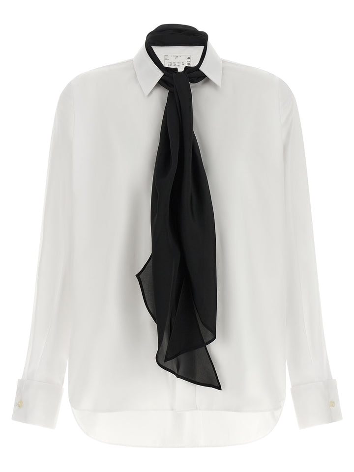 Sacai Scarf Shirt Shirt and Blouse - White/Black | 55f3ac07fff232f44de8e07bb8beeb9c495f9ae0