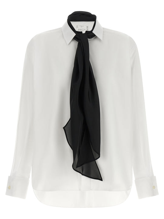 Scarf Shirt Shirt And Blouse White/Black