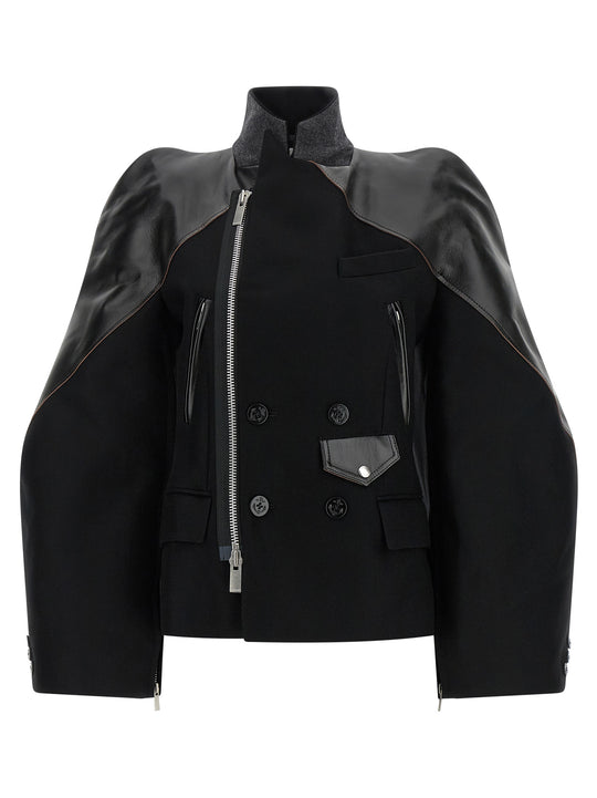 Melton Wool Jacket Puffer Jackets Black