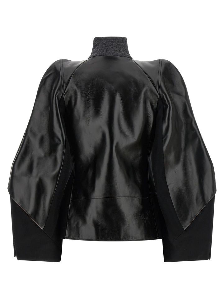 Sacai Melton Wool Jacket Puffer Jackets - Black | cf159f0b2ba1cca4ce5b6b2a60f644142fdcde09