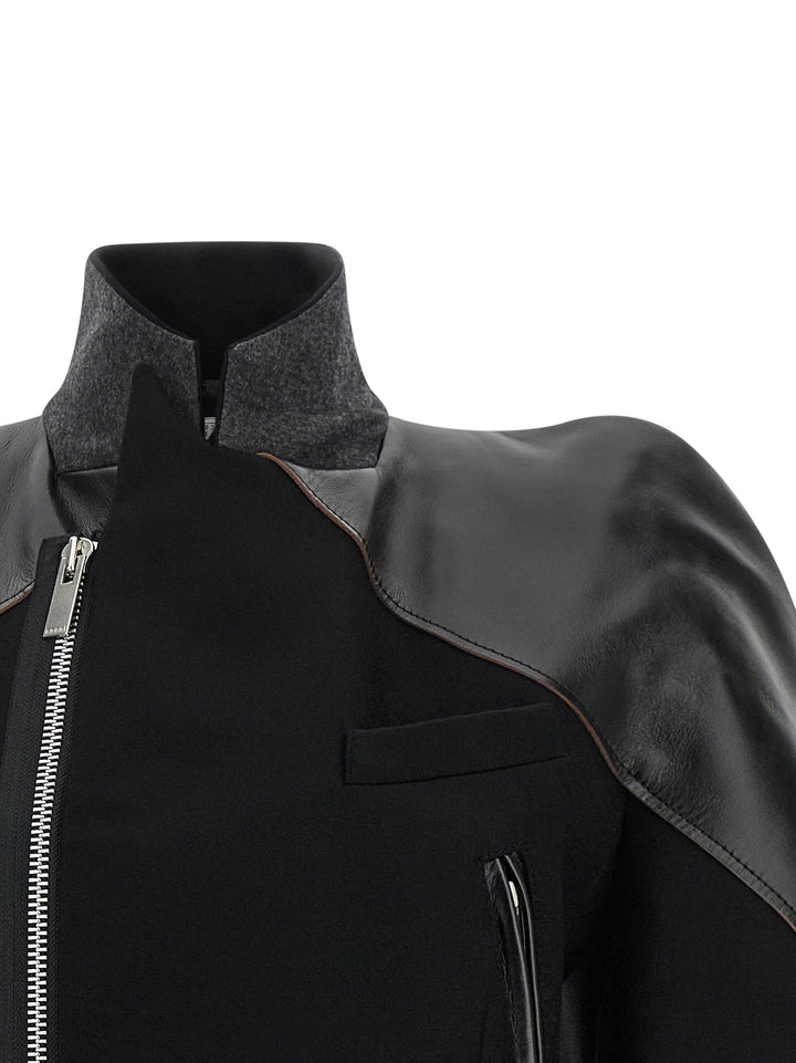 Sacai Melton Wool Jacket Puffer Jackets - Black | 6029281cec0091946939f44b7919fd8320ae8ac1