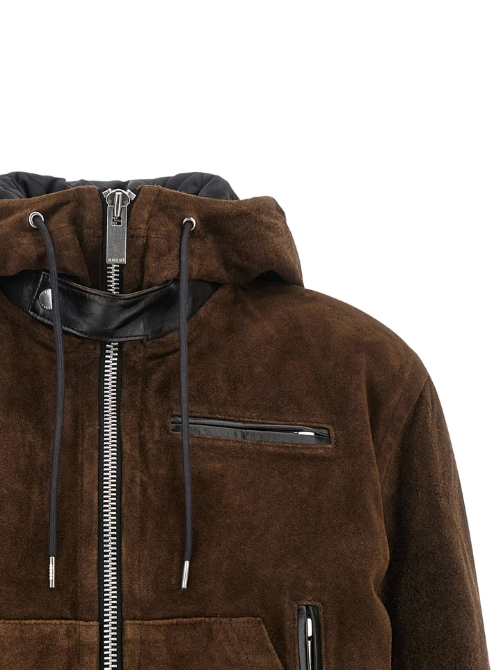 Sacai Suede Jacket Puffer Jackets - Brown | f4bdd9a47ca7a2e7400367212f8dac40474a35f8