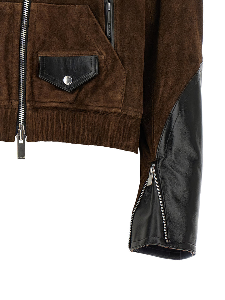 Sacai Suede Jacket Puffer Jackets - Brown | 911e7f8b49e12340286db84982c4865df5471767