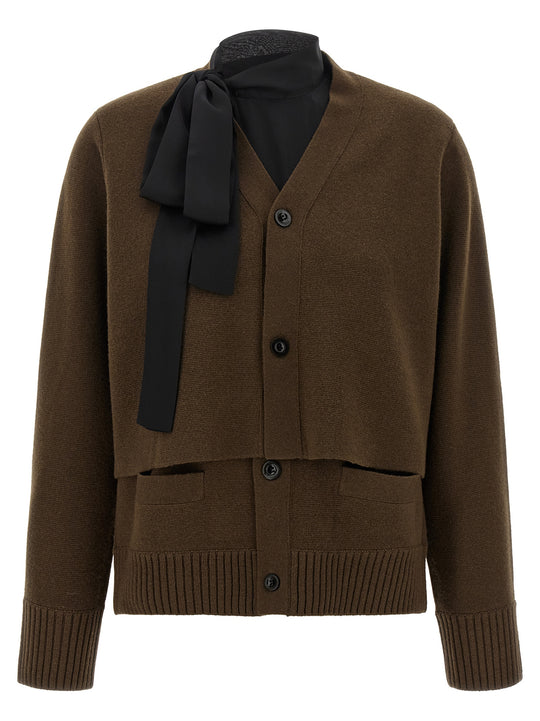 Cut-Out Cardigan Sweaters And Cardigans Brown