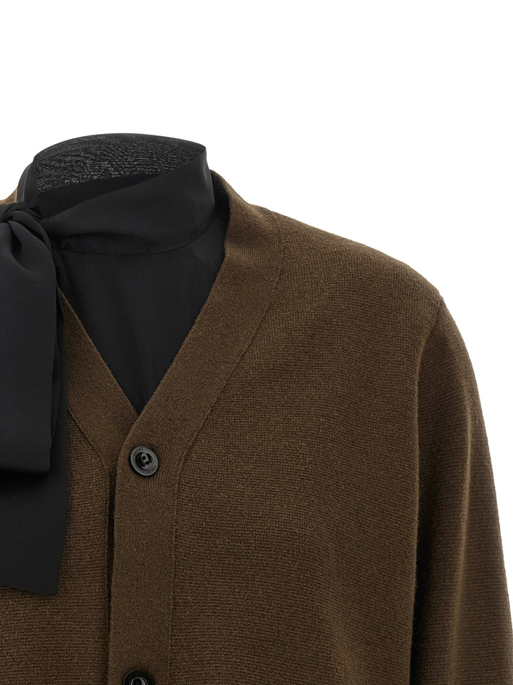 Sacai Cut-Out Cardigan Sweaters and Cardigans - Brown | 8d541791d9b07e37bd37fefa9a38d0b8a74129c3