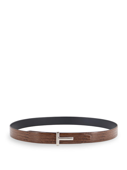 Crocodile-Effect Leather Belt