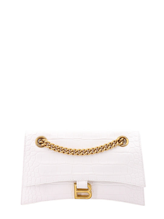 Croco Leather Shoulder Bag With Metal Monogram