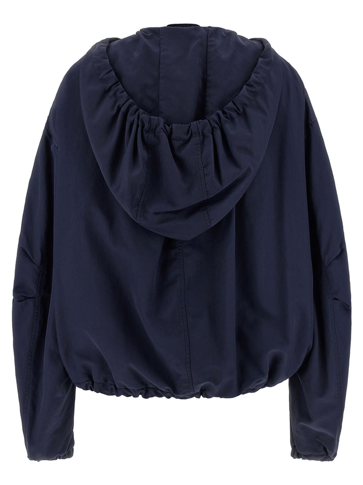 The Attico Hooded Bomber Jacket Puffer Jackets - Blue | 6f4d752f71f9df1d7c60478b1353ccbf1139b2c5