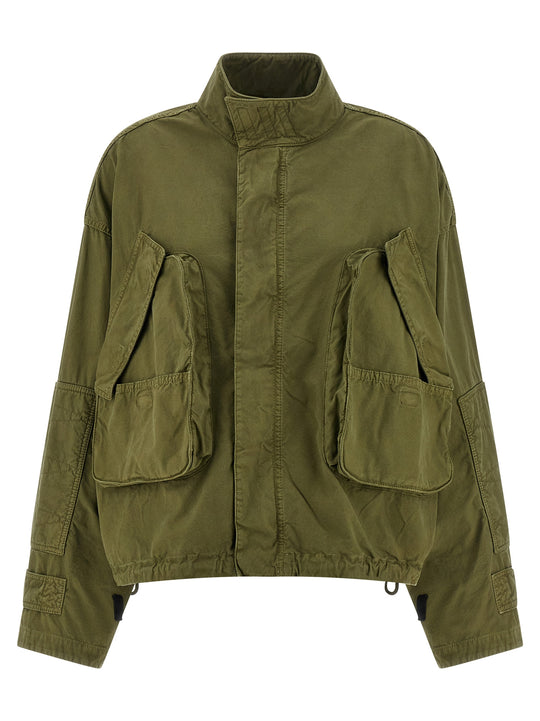 Canvas Bomber Jacket Puffer Jackets Green