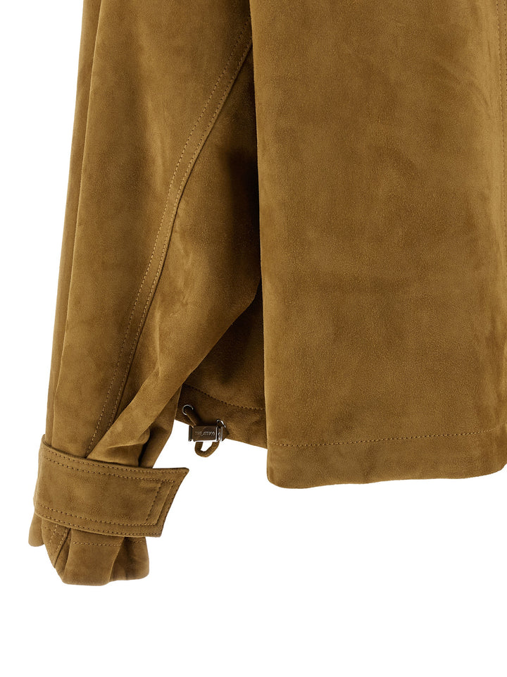 The Attico Suede Bomber Jacket Puffer Jackets - Beige | 43ce677b21122d6f677001ea424361f95cc83f7b