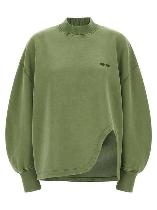 Shaped Slit Sweatshirt Green