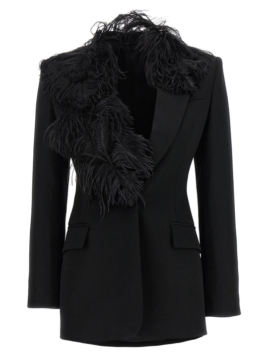 Feather Blazer Blazers Black