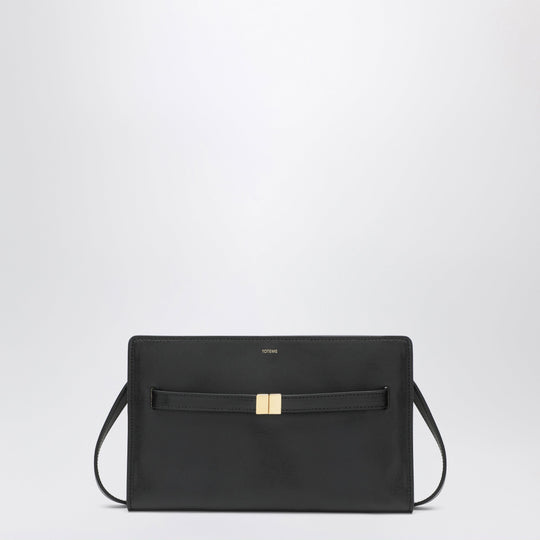 Crossbody Bag With Belt Detail In Black Pebbled Leather
