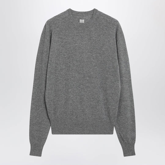 Classic Cashmere Crew-Neck Sweater In Mid Grey Melange