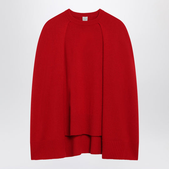 Red Cashmere Cape Sweater