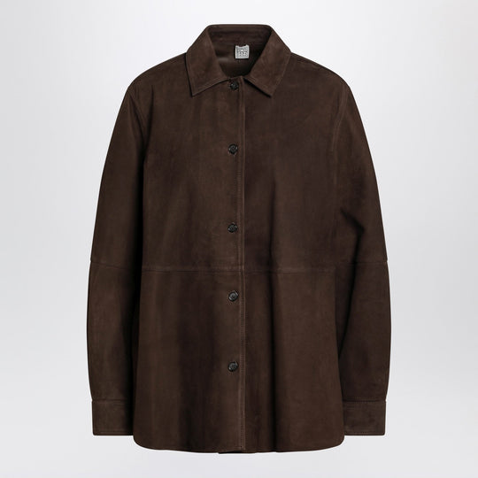 Brown Leather Shirt Jacket