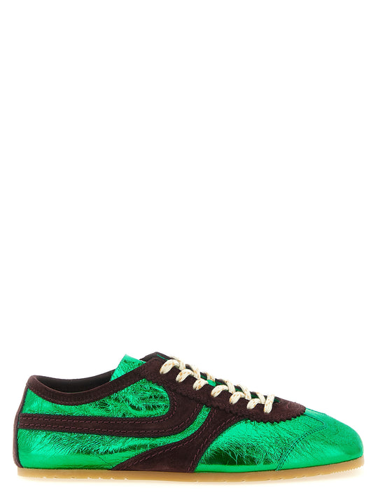 Laminated Leather Sneakers Green