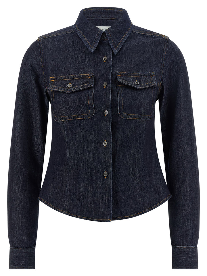 Dries Van Noten  Cellie Den Shirt and Blouse - Blue | dabd801bc4b5450a58053117f80eb879a5d2dbdc