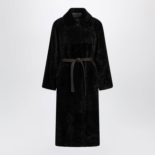 Chocolate Brown Belted Fur Coat