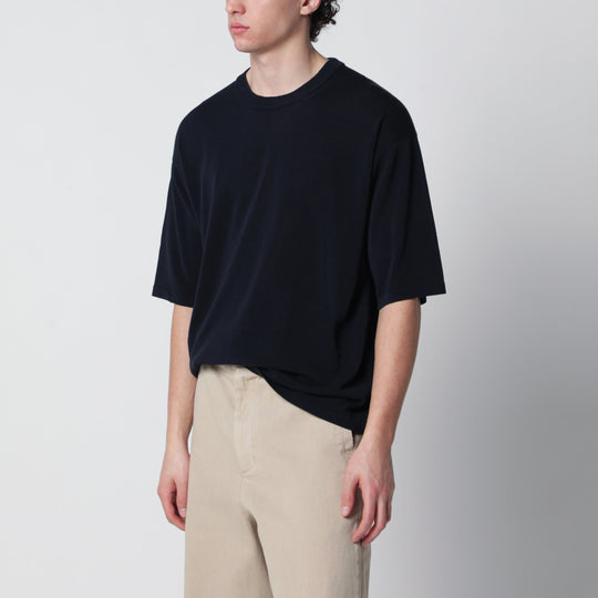 Navy Blue Cotton Knit T-Shirt