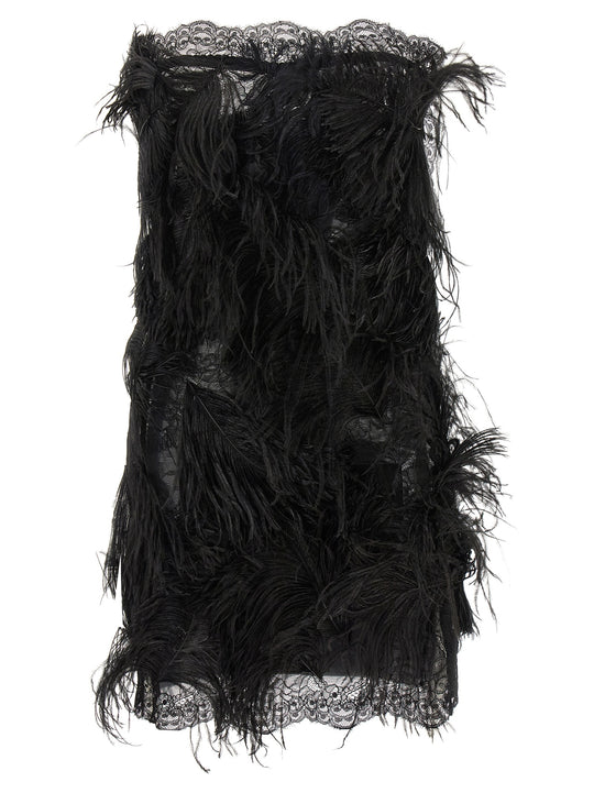 Lace And Feather Dress Dresses Black