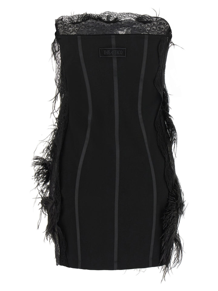 The Attico Lace And Feather Dress Dresses - Black | 281530b49882847b4e7775c2438f2d208dcf8685