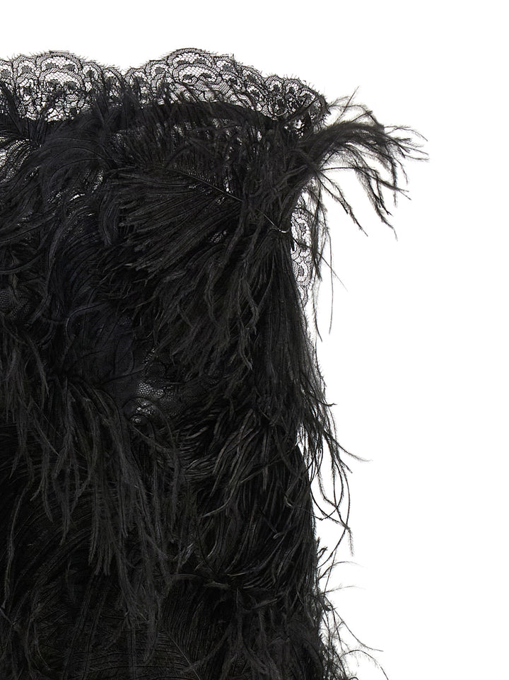 The Attico Lace And Feather Dress Dresses - Black | 3e24fdc8f19684722e3c79110f6eac461ebf9b6f