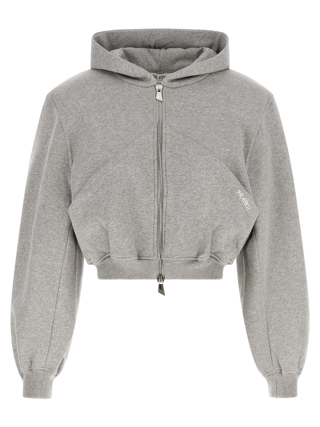 The Attico Cropped Hoodie Sweatshirt - Gray | e97ed36641161b8f5d0298a831de8e451dbc7f25