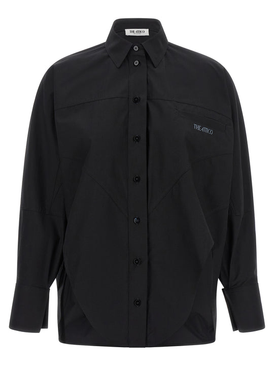Shaped Hem Shirt Shirt And Blouse Black